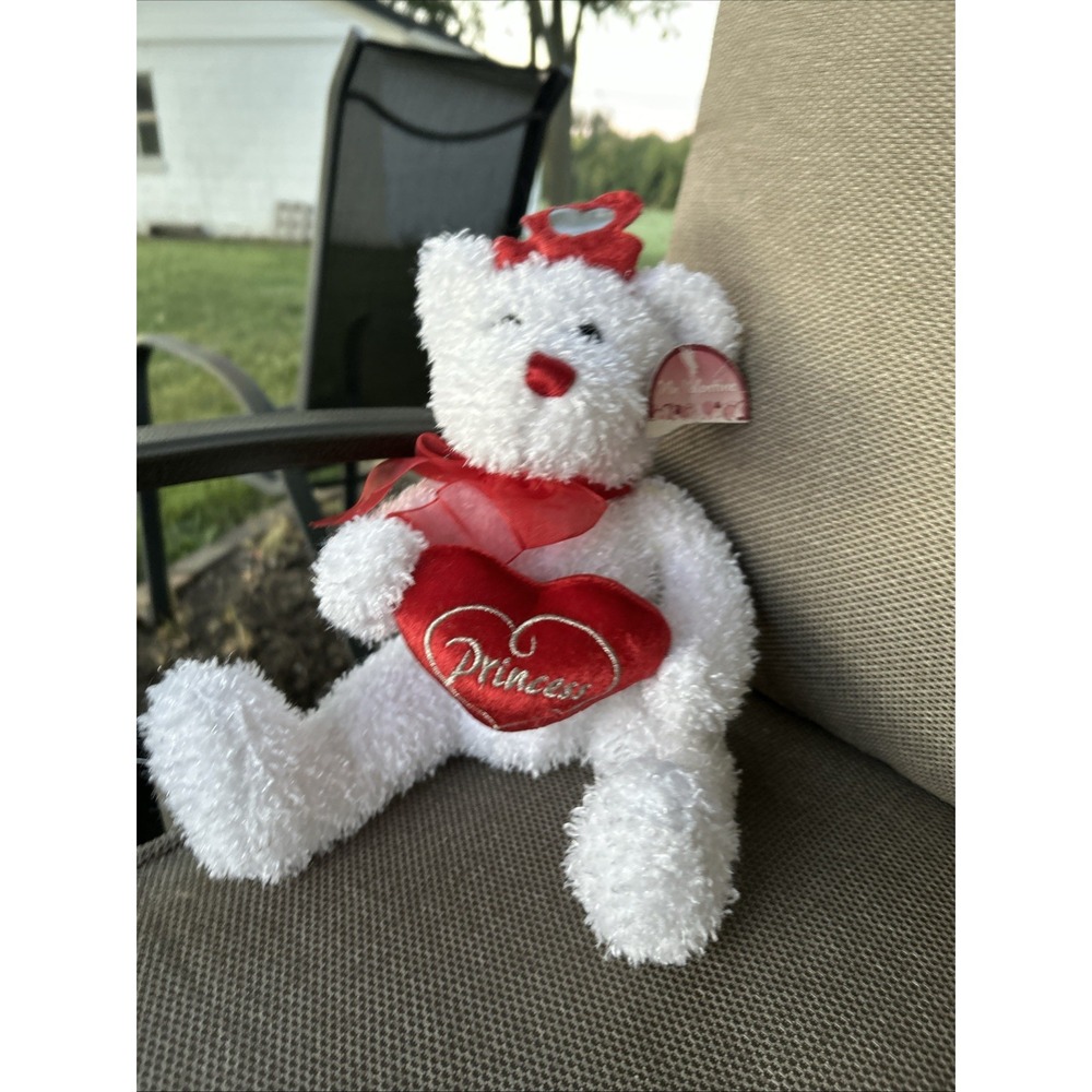 Dan Dee Collectors Choice 20" Teddy Bear White Red Heart Plush Toy Valentines